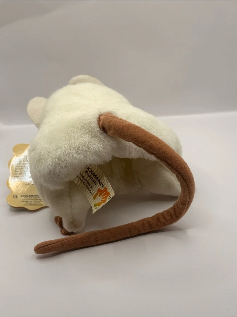 Folkmanis Hand Puppet White Mouse Plush Small Pet Puppet Stuffed Animal